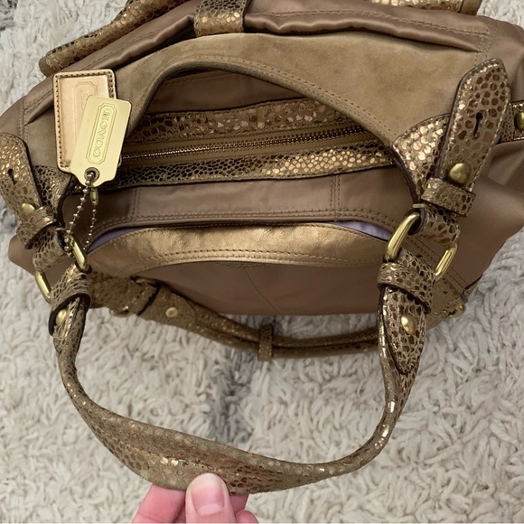 Coach Maggie Madison Gold Bronze Crinkled Leather Hobo Bag 13895 - Picture 14 of 16